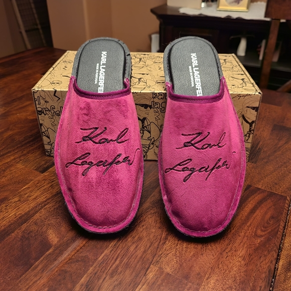 Karl Lagerfeld Embroidered Logo Velvet Mens Slippers main image 12